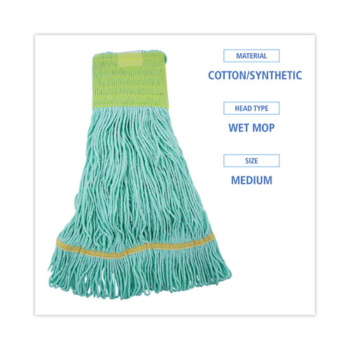 Picture of EcoMop Looped-End Mop Head, Recycled Fibers, Medium Size, Green