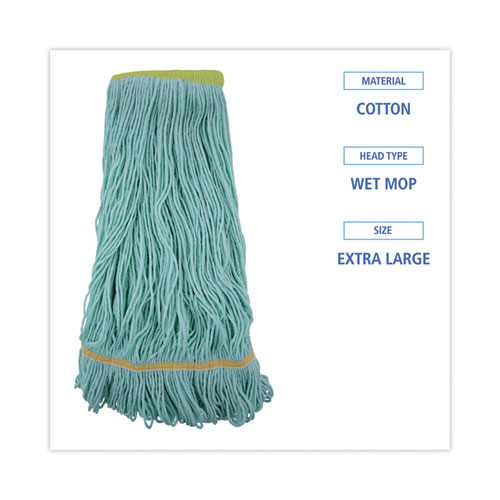 Picture of EcoMop Looped-End Mop Head, Recycled Fibers, Extra Large Size, Green