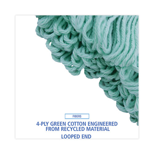 Picture of EcoMop Looped-End Mop Head, Recycled Fibers, Extra Large Size, Green, 12/CT