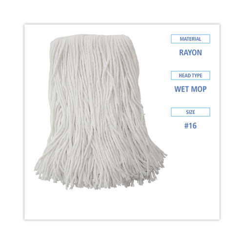 Picture of Mop Head, Value Standard Head, Rayon Fiber, Cut-End, Size No. 16, White, 12/Carton