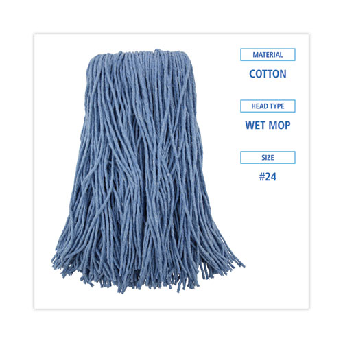 Picture of Mop Head, Standard Head, Cotton/Synthetic Fiber, Cut-End, #24, Blue, 12/Carton