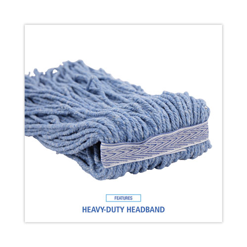 Picture of Mop Head, Standard Head, Cotton/Synthetic Fiber, Cut-End, #24, Blue, 12/Carton