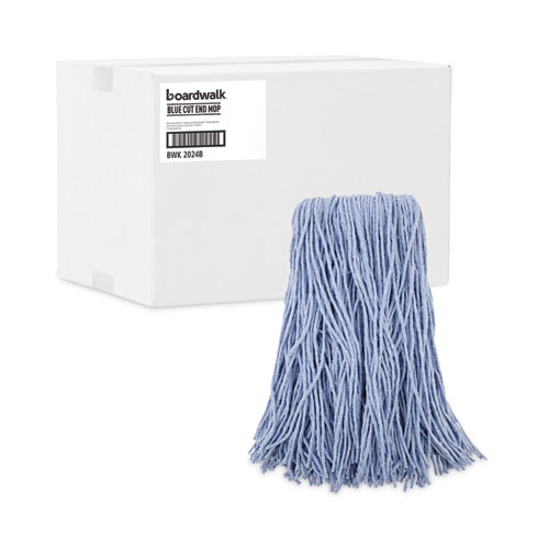 Picture of Mop Head, Standard Head, Cotton/Synthetic Fiber, Cut-End, #24, Blue, 12/Carton