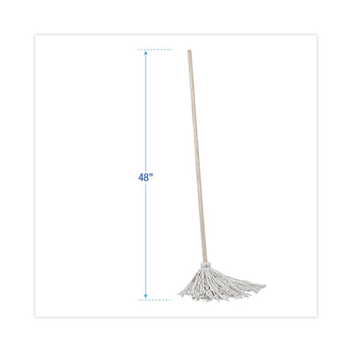 Picture of Handle/Deck Mops, #12 White Cotton Head, 48" Natural Wood Handle, 6/Pack