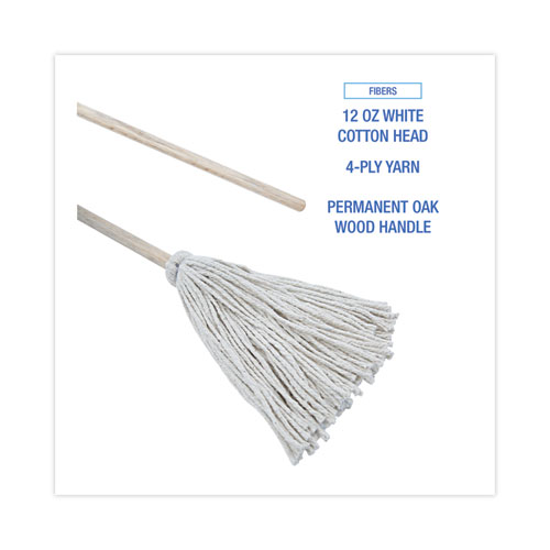 Picture of Handle/Deck Mops, #12 White Cotton Head, 48" Natural Wood Handle, 6/Pack