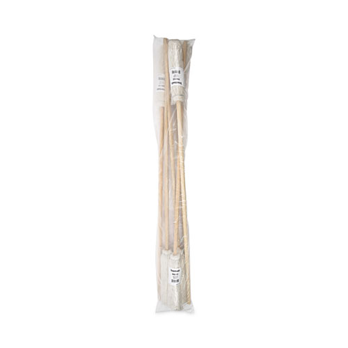 Picture of Handle/Deck Mops, #12 White Cotton Head, 48" Natural Wood Handle, 6/Pack