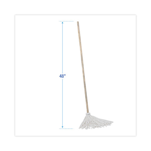 Picture of Handle/Deck Mops, #12 White Rayon Head, 48" Natural Wood Handle, 6/Pack