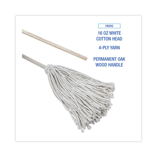 Picture of Handle/Deck Mops, #16 White Cotton Head, 48" Natural Wood Handle