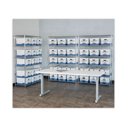 Picture of HANG'N'STOR Medium-Duty Storage Boxes, Letter Files, 12.63" x 15.63" x 10", White/Blue, 4/Carton