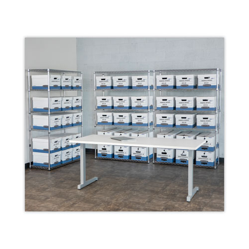 Picture of STOR/FILE Medium-Duty Letter/Legal Storage Boxes, Letter/Legal Files, 12.75" x 16.5" x 10.5", White/Blue, 4/Carton