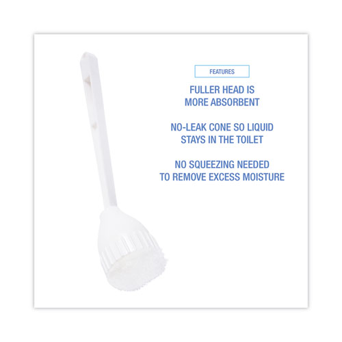 Picture of Cone Toilet Bowl Mop, 10" Handle, 2" Mop Head, White, 25/Carton