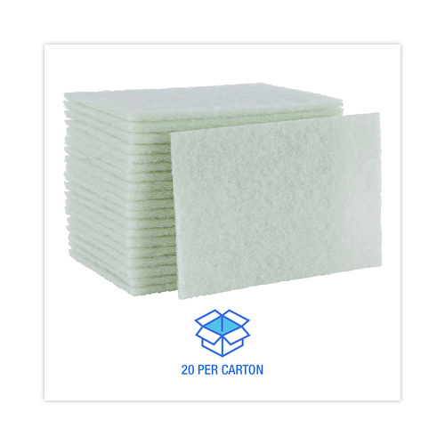 Picture of Light-Duty Scouring Pad, 6 x 9, White, 20/Carton