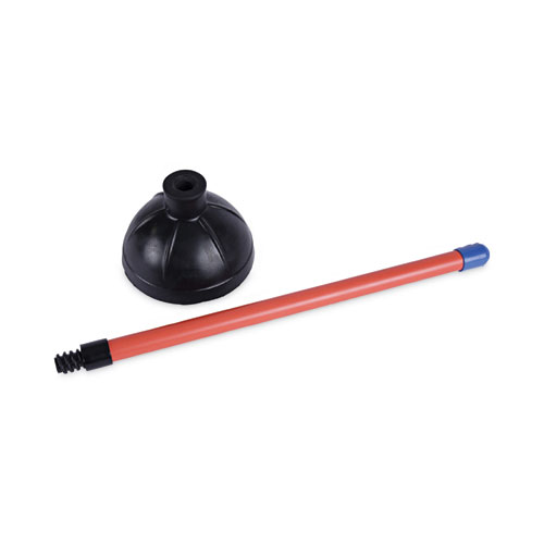 Picture of Toilet Plunger, 18" Plastic Handle, 5.63" dia, Red/Black, 6/Carton