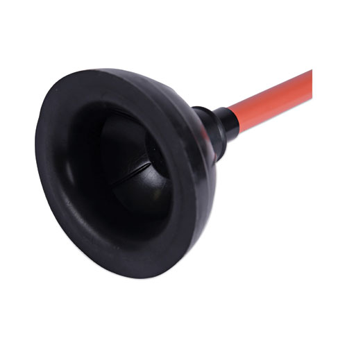 Picture of Toilet Plunger, 18" Plastic Handle, 5.63" dia, Red/Black