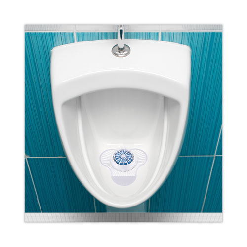 Picture of Urinal Screen with Non-Para Deodorizer Block, Green Apple Scent, 3.25 oz, Blue/White, 12/Box