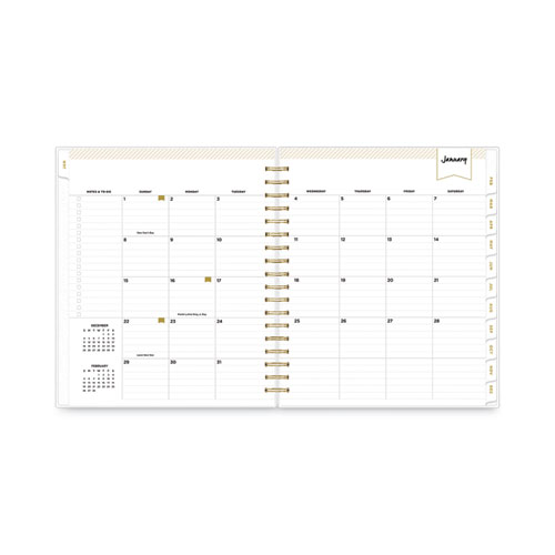 Picture of Day Designer Daily/Monthly Frosted Planner, Rugby Stripe Artwork, 10 x 8, Black/White Cover, 12-Month (July-June): 2024-2025