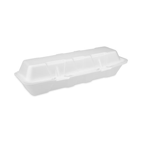 Picture of Foam Hinged Lid Containers, Dual Tab Lock Hoagie, 13 x 4 x 4, White, 250/Carton