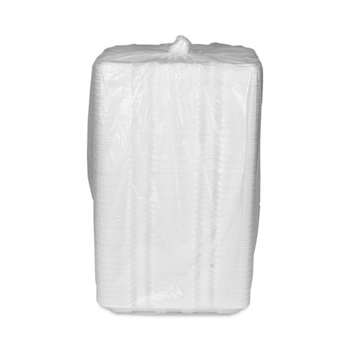 Picture of Foam Hinged Lid Containers, Dual Tab Lock Hoagie, 13 x 4 x 4, White, 250/Carton