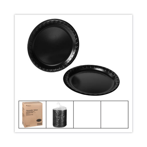 Picture of Placesetter Deluxe Laminated Foam Dinnerware, Plate, 10.25" dia, Black, 540/Carton