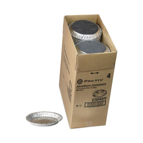 Picture of Round Aluminum Carryout Containers, 10" Diameter x 1.09"h, Silver, 400/Carton