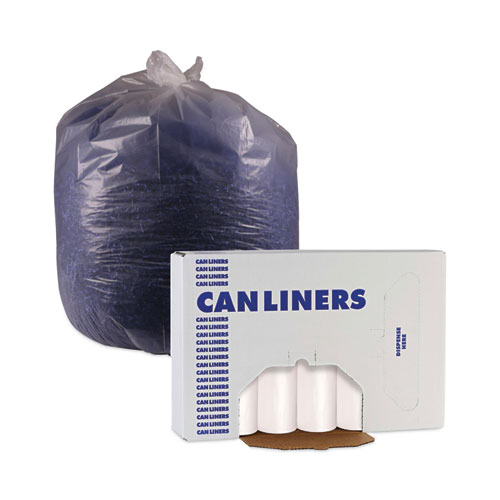 Picture of High-Density Can Liners, 33 gal, 14 mic, 33" x 38", Natural, Perforated Roll, 25 Bags/Roll, 10 Rolls/Carton