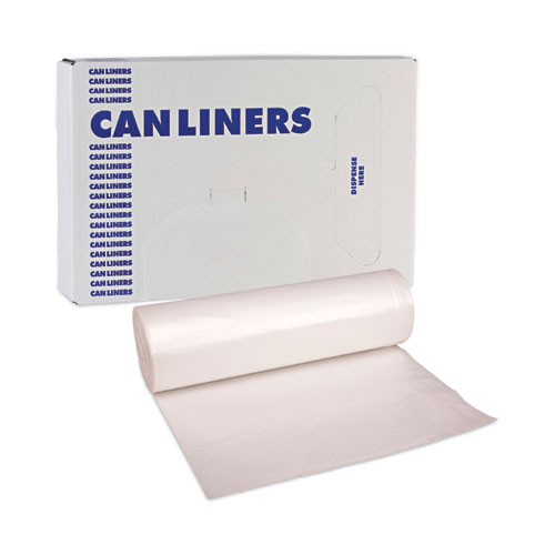 Picture of High-Density Can Liners, 33 gal, 14 mic, 33" x 38", Natural, 25 Bags/Roll, 10 Rolls/Carton