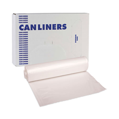 Picture of High-Density Can Liners, 45 gal, 13 mic, 40" x 46", Natural, Perforated Roll, 25 Bags/Roll, 10 Rolls/Carton