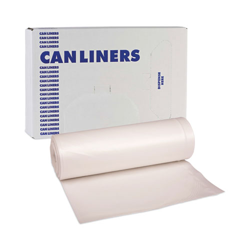 Picture of High-Density Can Liners, 45 gal, 19 mic, 40" x 46", Natural, Perforated Roll, 25 Bags/Roll, 6 Rolls/Carton