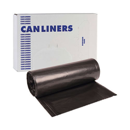 Picture of High-Density Can Liners, 56 gal, 19 mic, 43" x 47", Black, Perforated Roll, 25 Bags/Roll, 6 Rolls/Carton