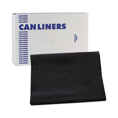 Picture of Linear Low Density Industrial Can Liners, 60 gal, 1.7 mil, 38" x 58", Black, Flat Pack, 100/Carton