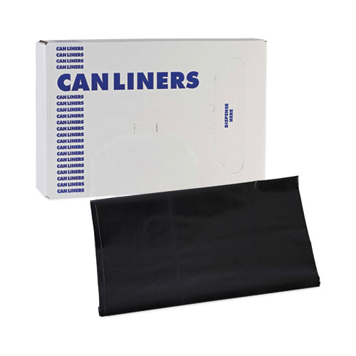 Picture of Linear Low Density Industrial Can Liners, 45 gal, 1.7 mil, 40" x 46", Black, Flat Pack, 100/Carton