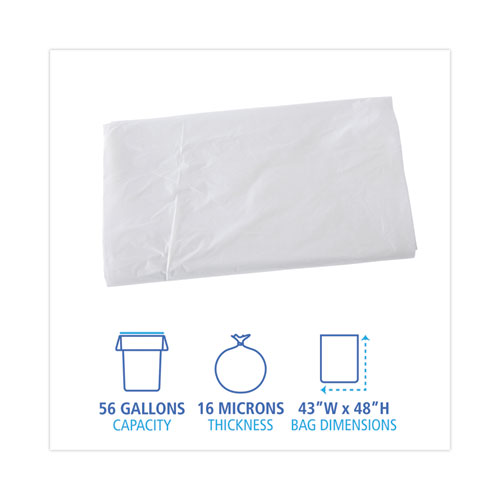 Picture of High Density Industrial Can Liners Flat Pack, 56 gal, 16 mic, 43" x 48", Natural, Flat Pack, 200/Carton