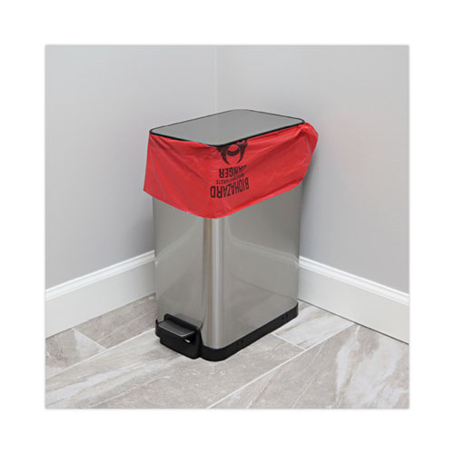 Picture of Linear Low Density Health Care Trash Can Liners, 16 gal, 1.3 mil, 24" x 32", Red, Flat Pack, 250/Carton