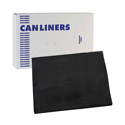 Picture of Linear Low Density Industrial Can Liners, 60 gal, 0.7 mil, 38" x 58", Black, Flat Pack, 100/Carton