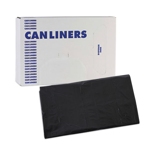 Picture of Linear Low Density Industrial Can Liners, 45 gal, 0.7 mil, 40" x 46", Black, Flat Pack, 100/Carton