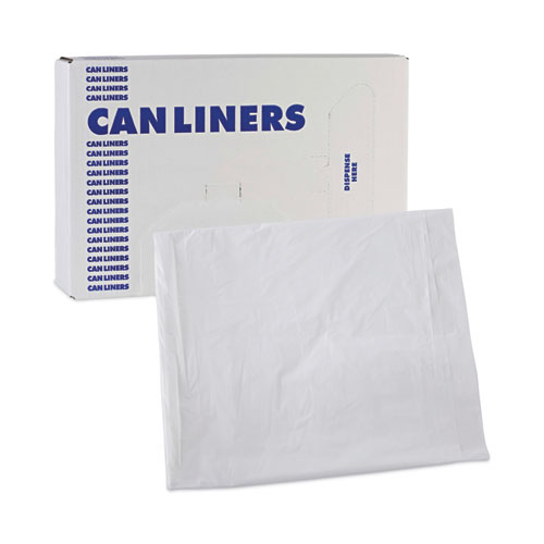 Picture of Linear Low Density Industrial Can Liners, 10 gal, 0.5 mil, 24" x 23", White, Flat Pack, 500/Carton