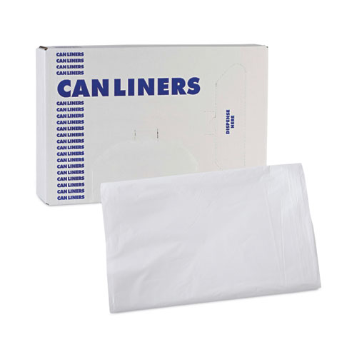 Picture of Linear Low Density Industrial Can Liners, 16 gal, 0.5 mil, 24" x 32", White, Flat Pack, 500/Carton