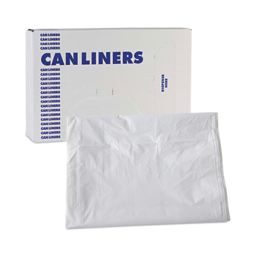 Picture of Linear Low Density Industrial Can Liners, 60 gal, 0.9 mil, 38" x 58", White, Flat Pack, 100/Carton