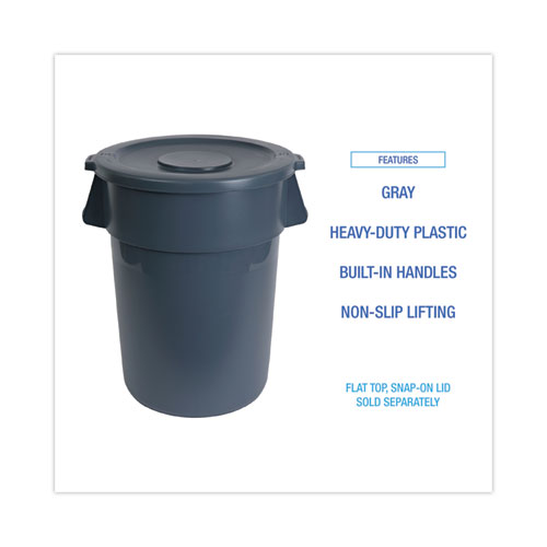 Picture of Round Waste Receptacle, 32 gal, Linear-Low-Density Polyethylene, Gray