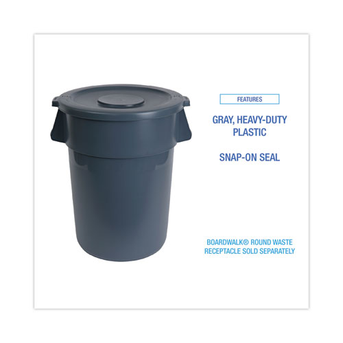 Picture of Lids for 32 gal Waste Receptacle, Flat-Top, Round, Plastic, Gray