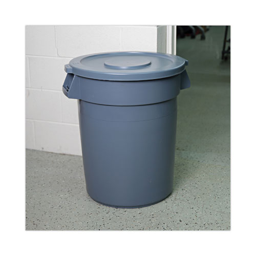 Picture of Lids for 32 gal Waste Receptacle, Flat-Top, Round, Plastic, Gray