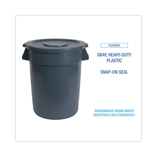 Picture of Lids for 44 gal Waste Receptacles, Flat-Top, Round, Plastic Gray