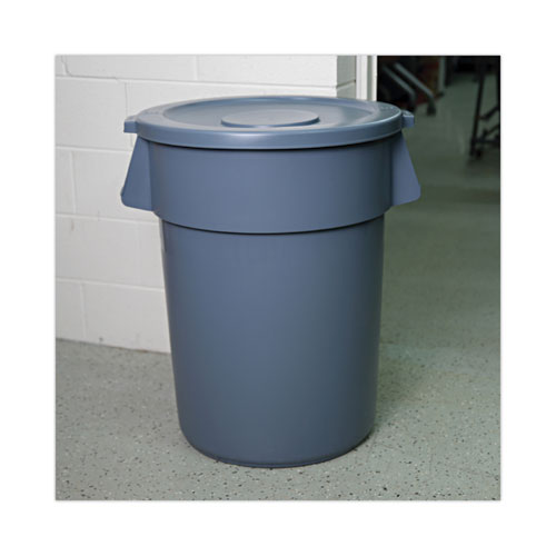 Picture of Lids for 44 gal Waste Receptacles, Flat-Top, Round, Plastic Gray