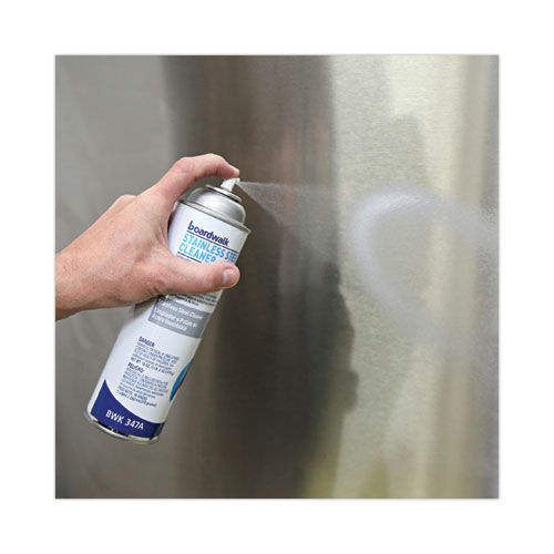 Picture of Stainless Steel Cleaner and Polish, Water-in-Oil Based, Lemon Scent, 18 oz Aerosol Spray, 12/Carton