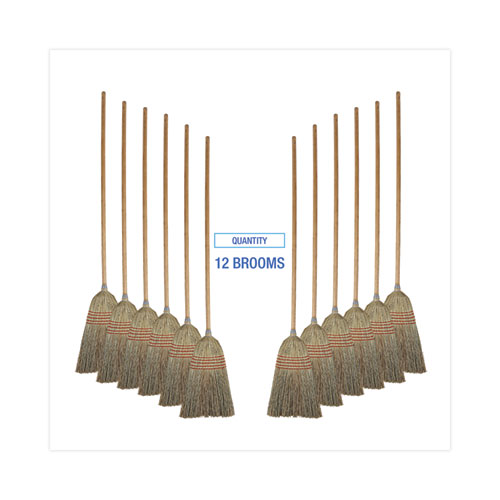 Picture of Parlor Broom, Corn Fiber Bristles, 55" Overall Length, Natural, 12/Carton