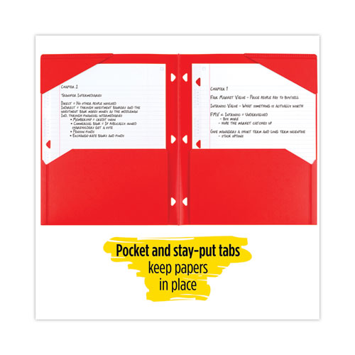 Picture of Two-Pocket Stay-Put Plastic Folder, 11 x 8.5, Assorted, 4/Pack