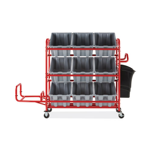 Picture of Tote Picking Cart Storage Bracket, For Use w/Rubbermaid Commercial Tote Picking Cart, Tubular Steel, 18.5 x 21.7 x 13.9, Red