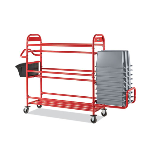 Picture of Tote Picking Cart Storage Bracket, For Use w/Rubbermaid Commercial Tote Picking Cart, Tubular Steel, 18.5 x 21.7 x 13.9, Red