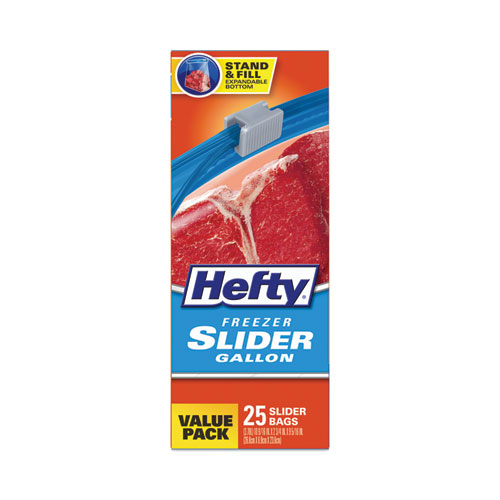 Picture of Slider Stand and Fill Freezer Storage Bags, 1 gal, 10.56" x 11", Clear, 25 Bags/Box, 9 Boxes/Carton