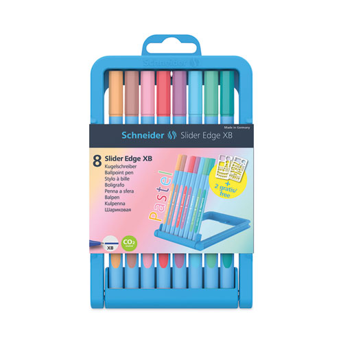 Slider+Edge+XB+Pastel+Ballpoint+Pens+with+Convertible+Case%2FStand%2C+Stick%2C+Extra-Bold+1.4mm%2C+Assorted+Ink%2FBarrel+Colors%2C+8%2FSet